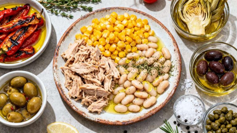 Insalata con pesce: piatto unico veloce in 5 minuti