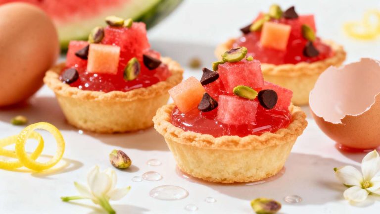 Ricetta autentica siciliana: cestini di pasta frolla con gelo di anguria